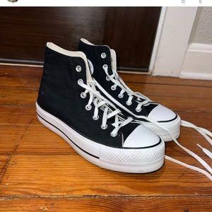 Converse platform high tops black 8